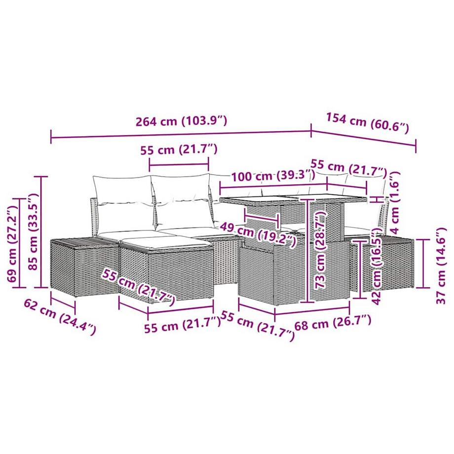 VidaXL Outdoor-sofagarnitur poly-rattan  