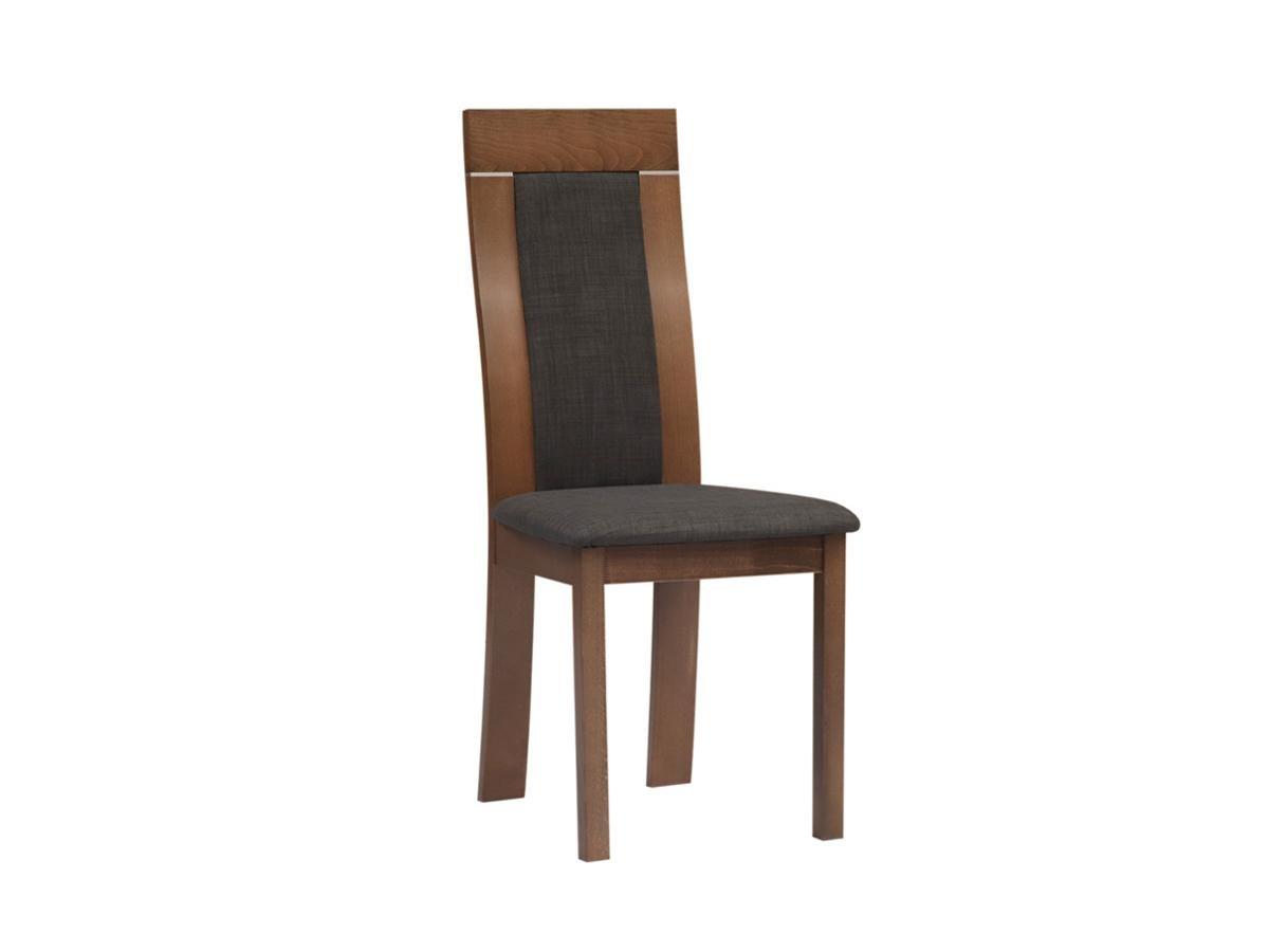 Vente-unique Lot de 6 chaises BELINDA Hêtre tissu  Noyer  