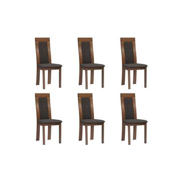 Lot de 6 chaises BELINDA Hêtre tissu  Noyer