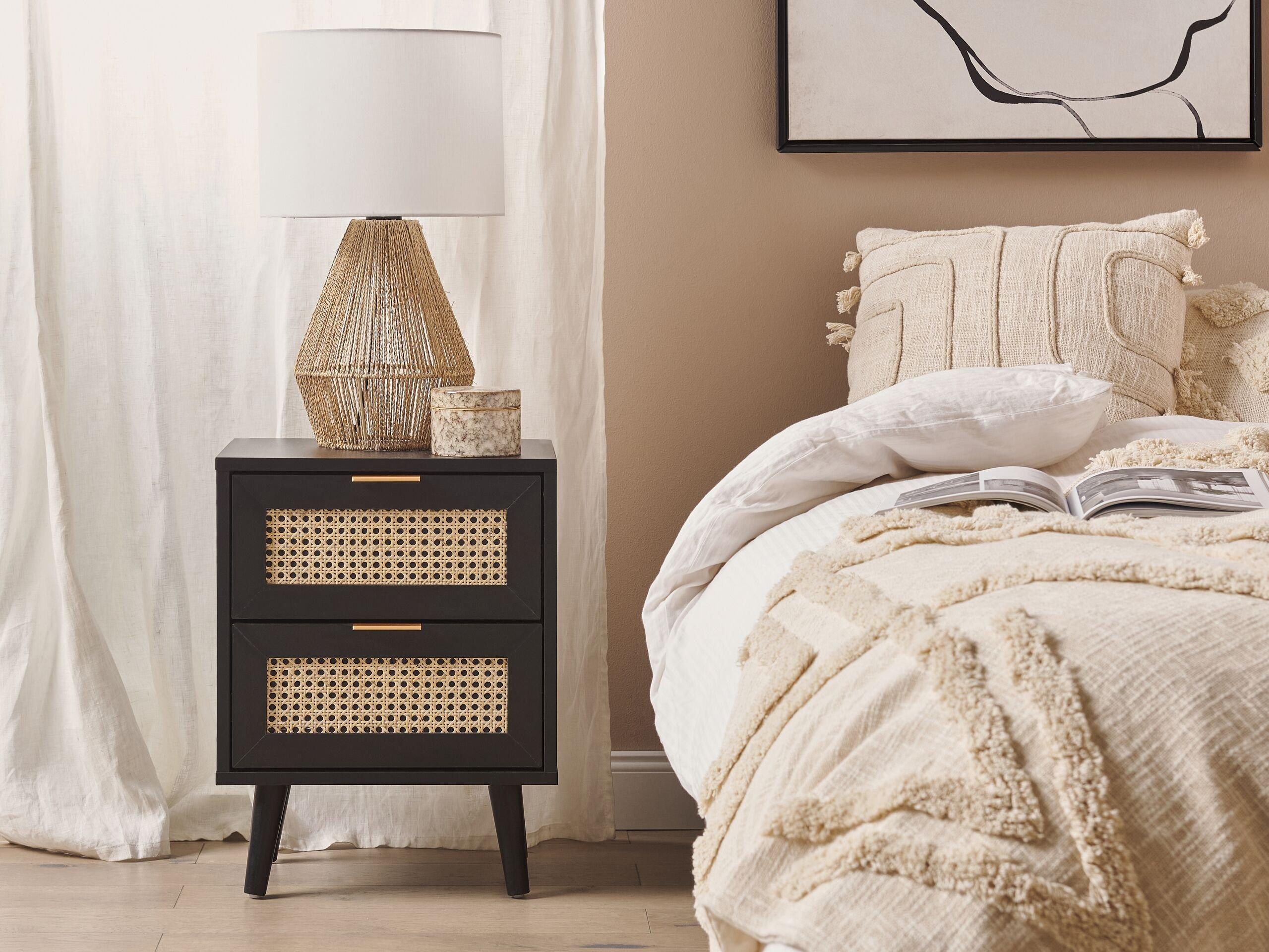 Beliani Nachttisch mit 2 Schubladen aus MDF-Platte Rustikal OPOCO  