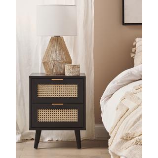 Beliani Nachttisch mit 2 Schubladen aus MDF-Platte Rustikal OPOCO  