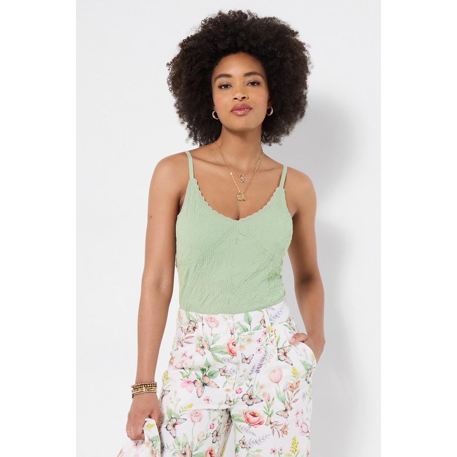 Joe Browns Cami Strutturato con Bordo in Pizzo e Spalline Regolabili  
