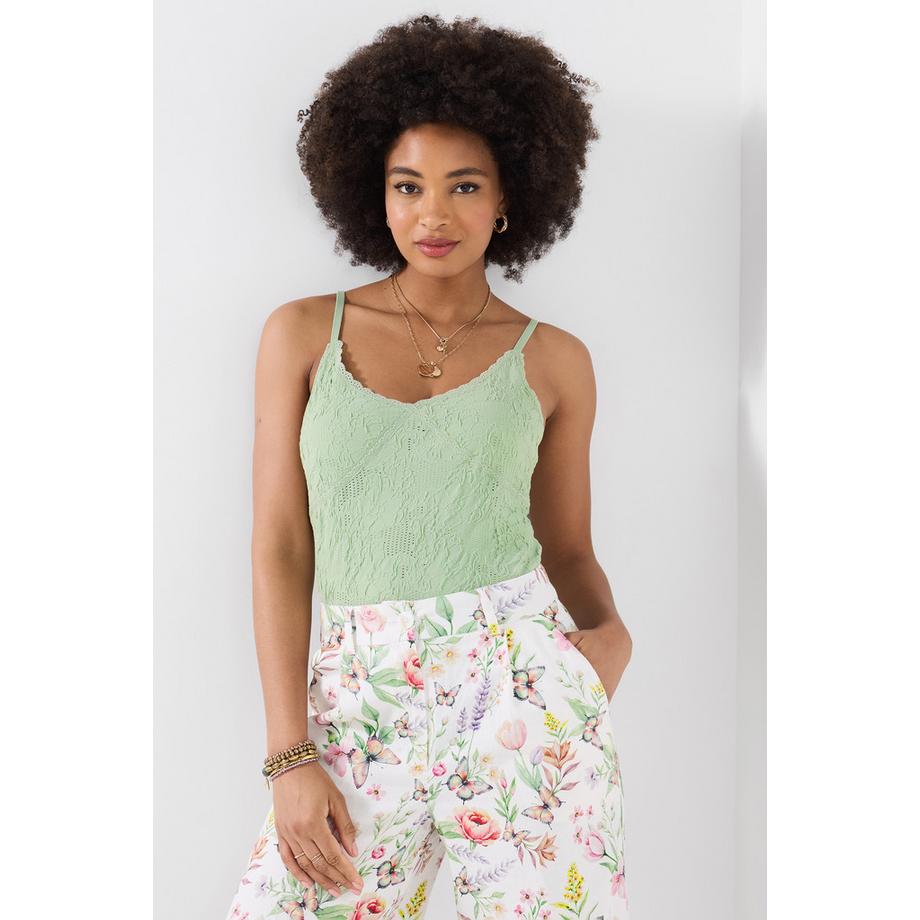 Joe Browns Cami Strutturato con Bordo in Pizzo e Spalline Regolabili  