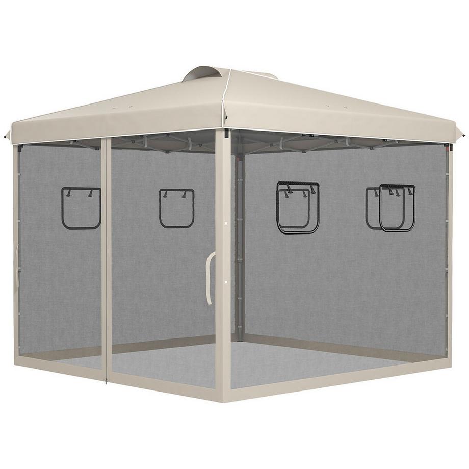 Northio Gazebo Pieghevole 3X3M Gazebo Con 4 Tende In Rete, Protezione Uv, Pop-Up, Finestra, Borsa Per Il Trasporto, Beige  