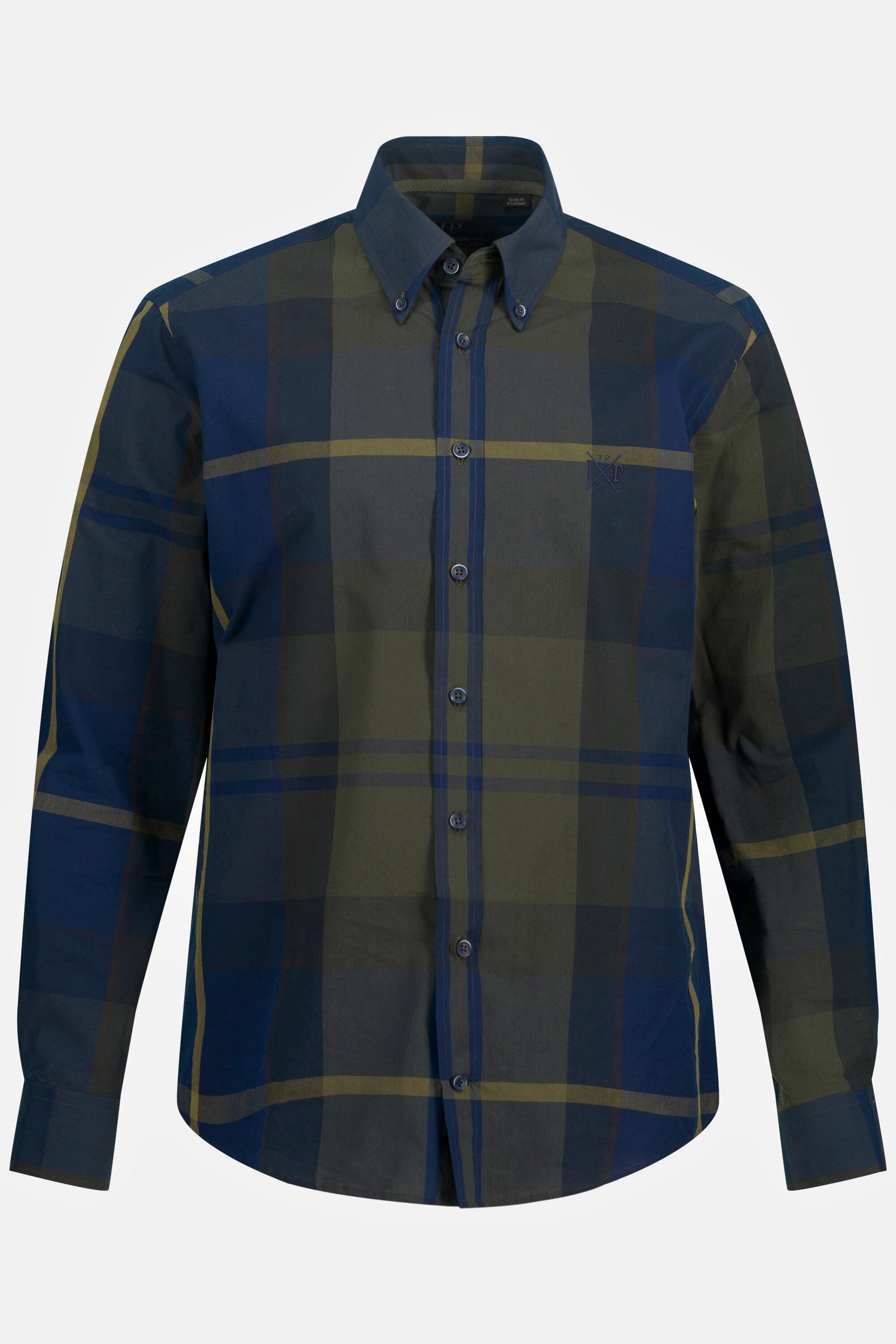 JP1880  Camicia a quadri dalla vestibilità moderna con maniche lunghe e colletto button-down, fino alla tg. 8XL 