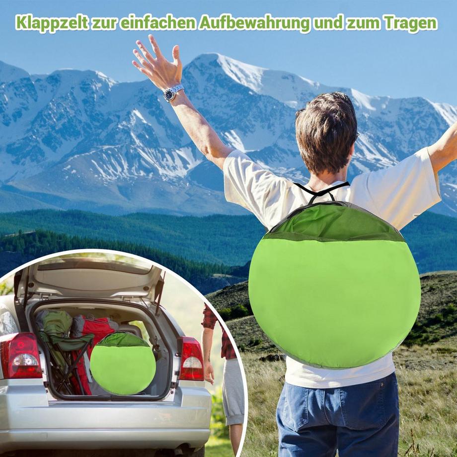 Northix  Großes Pop Up Strandzelt faltbarer Strandmuschel 3-4 Personen Strandzelt Sonnenschutz Wurfzelt Grün 