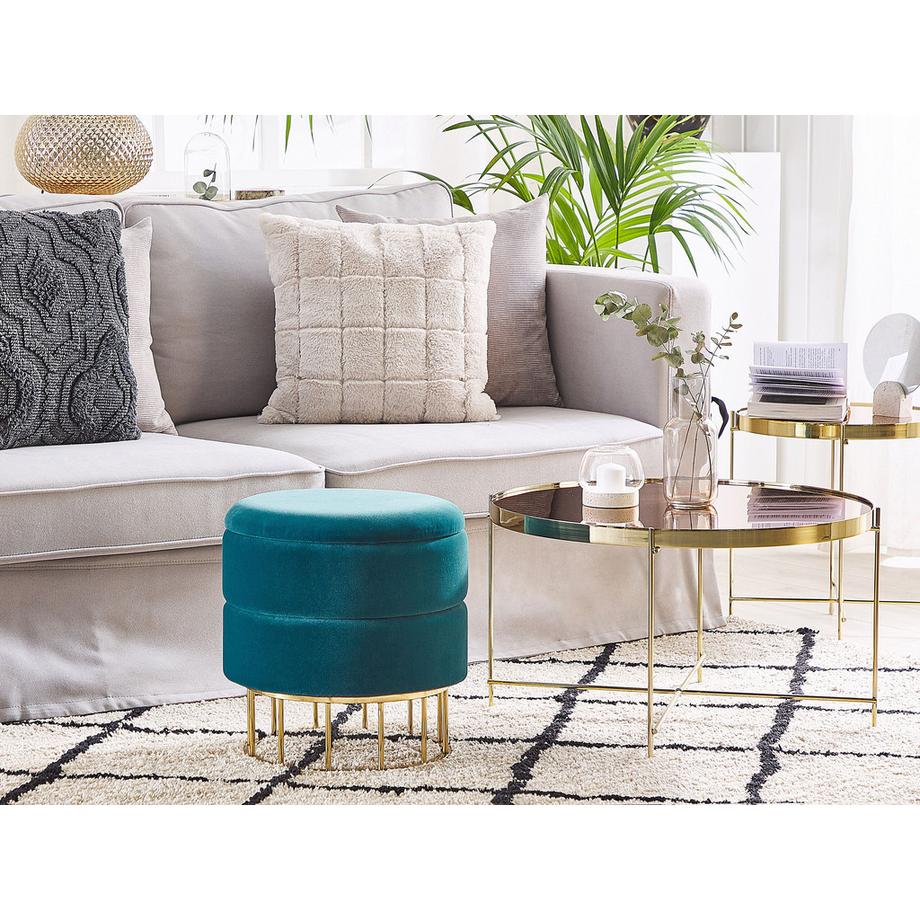 Beliani Pouf de rangement en Velours Glamour ELGIN  