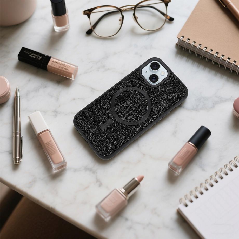 Cadorabo  iPhone 14 PLUS / 15 PLUS Hülle kompatibel mit MagSafe Glitzer Diamant Design 