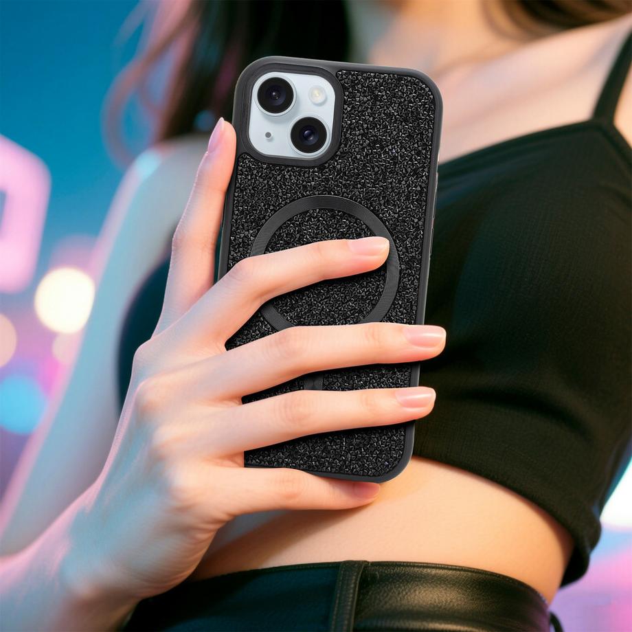 Cadorabo  iPhone 14 PLUS / 15 PLUS Hülle kompatibel mit MagSafe Glitzer Diamant Design 