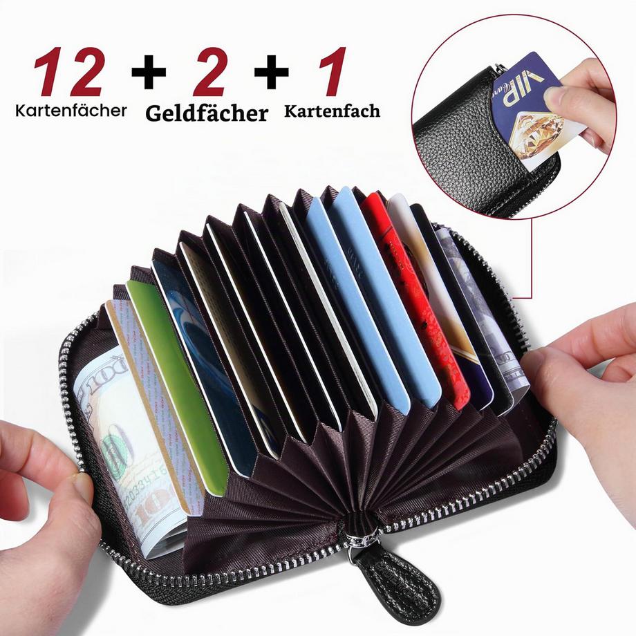 Only-bags.store Schutzhülle 14 Fächer Kartenetui Reißverschlussetui Geldbörse  
