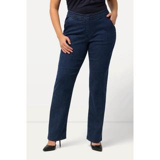 Ulla Popken  Jeans modello Mandy con taglio della gamba dritto e cintura elastica 