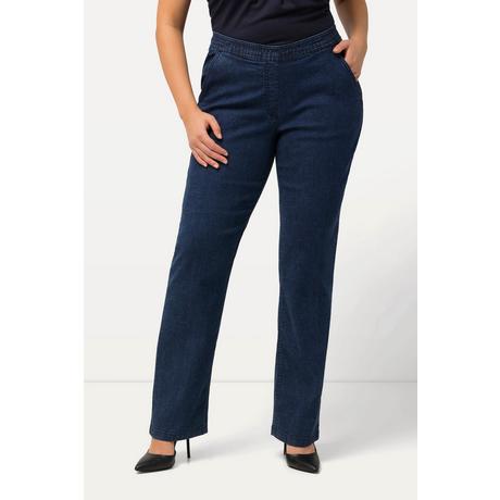 Ulla Popken  Jeans modello Mandy con taglio della gamba dritto e cintura elastica 