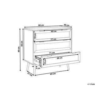 Beliani Cassettiera 3 cassetti en Fibra a media densità (MDF) Rustico OPOCO  