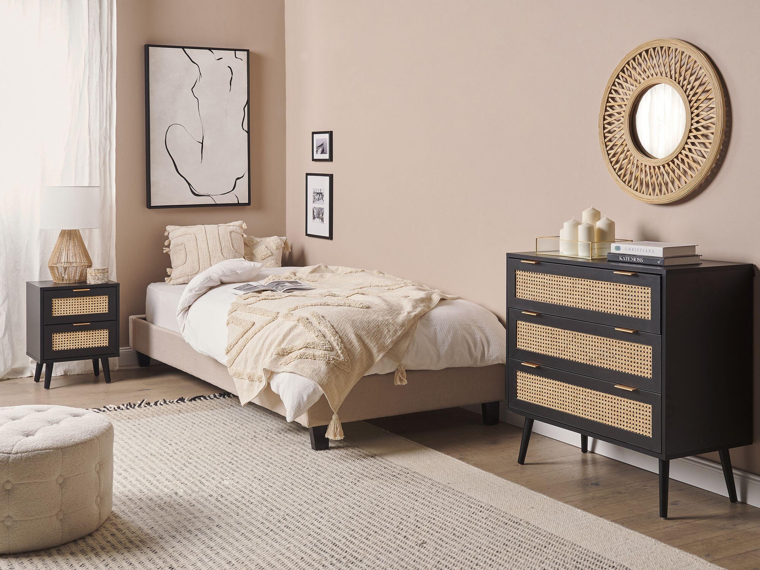 Beliani Cassettiera 3 cassetti en Fibra a media densità (MDF) Rustico OPOCO  