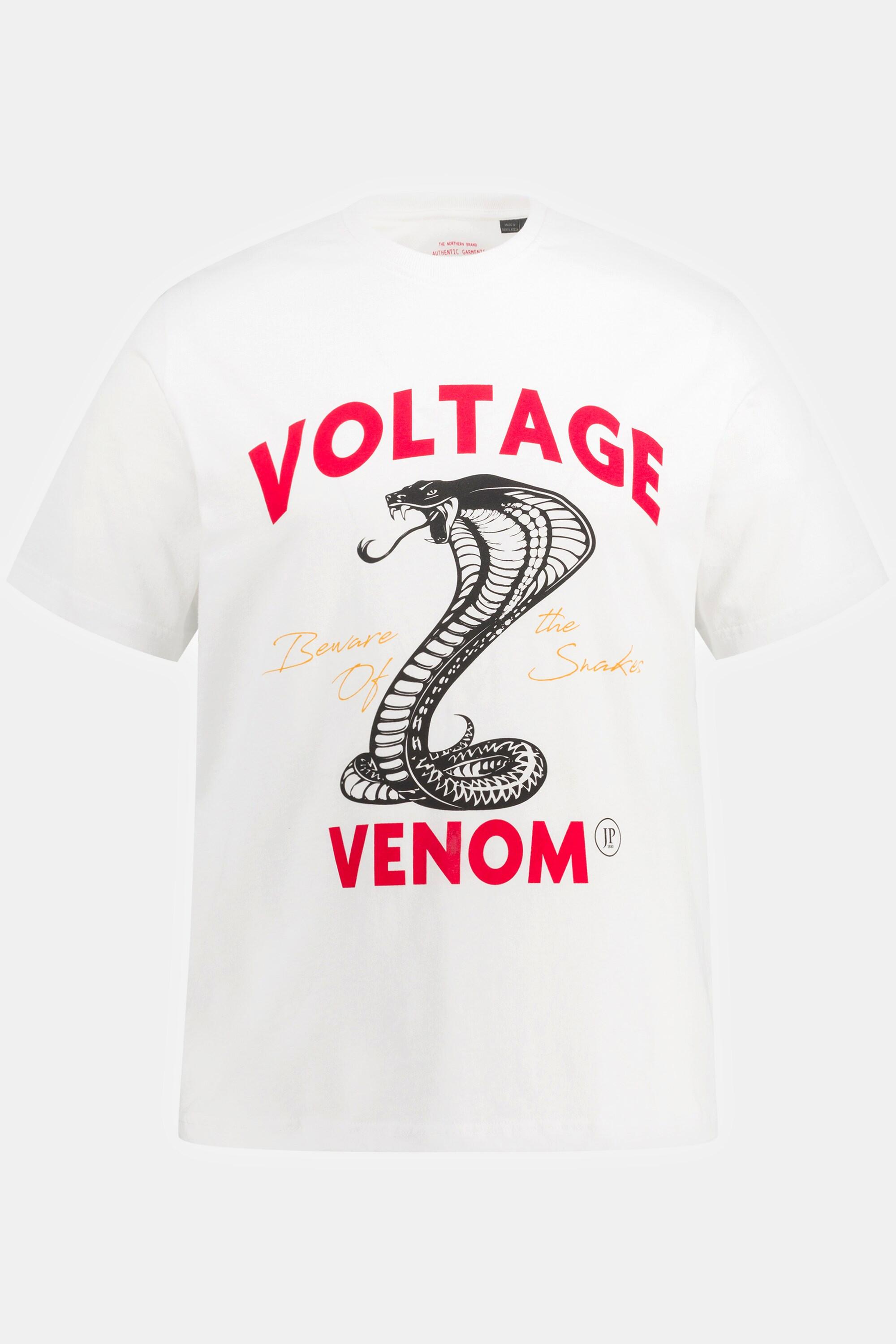 JP1880  T-shirt con stampa "Voltage", scollo a girocollo e mezze maniche, fino alla tg. 8XL 