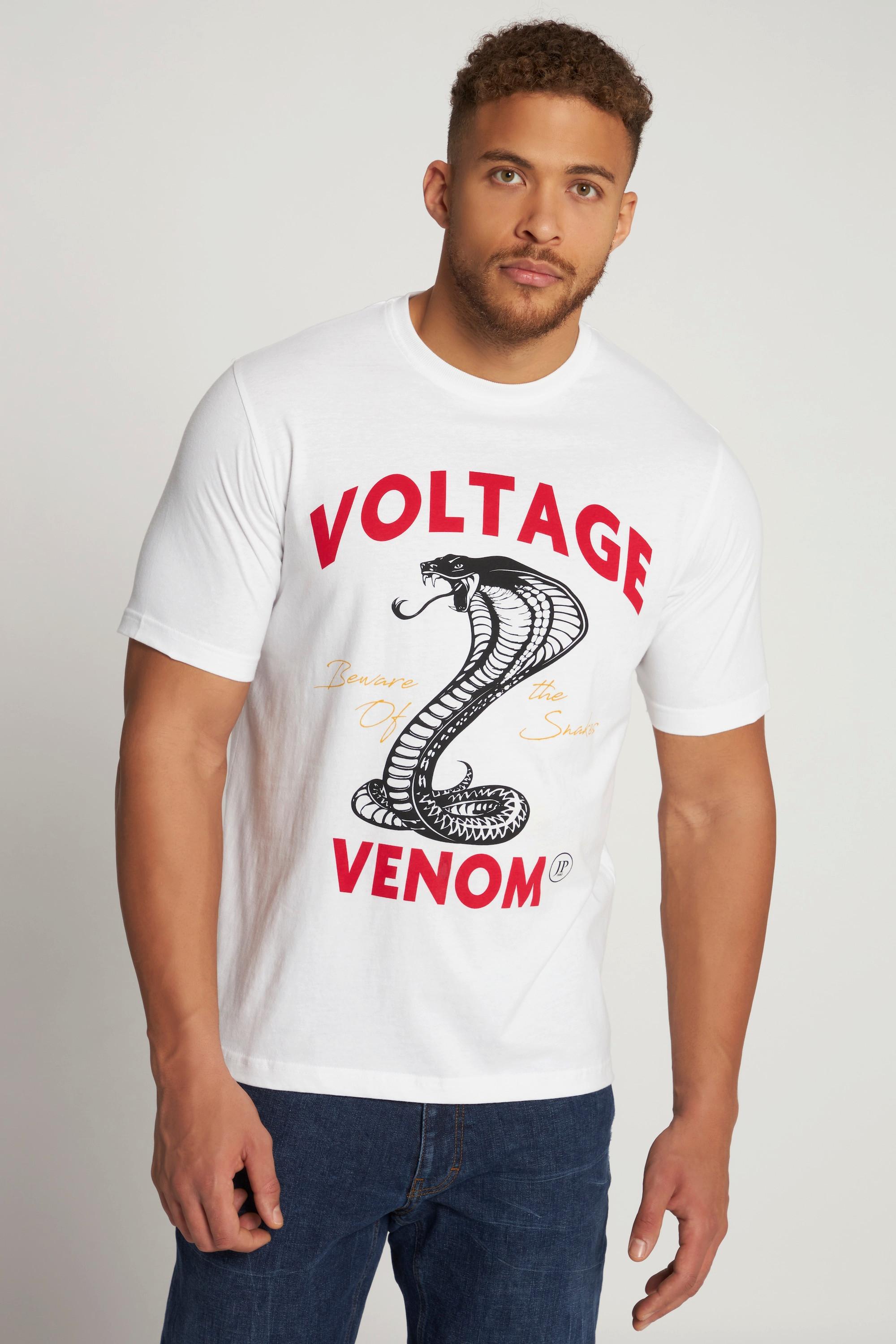 JP1880  T-shirt imprimé Voltage, col rond et manches courtes blanc neige 