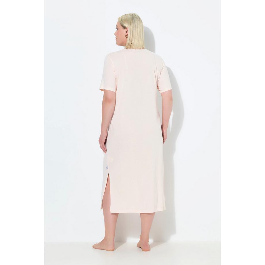 Ulla Popken Camicia da notte Ricami Traforati Scollo a V Mezza Manica  