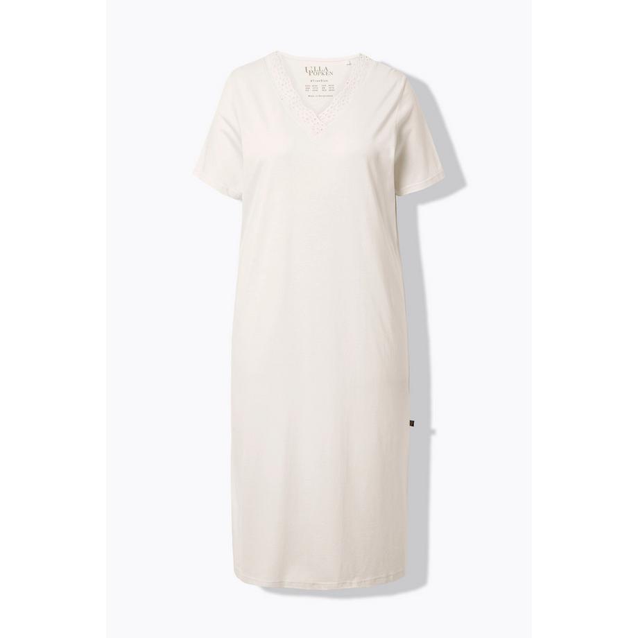 Ulla Popken Camicia da notte Ricami Traforati Scollo a V Mezza Manica  