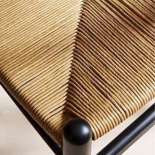 Calicosy Set von 2 Stühlen Oslo Buche Schwarz und Flechtwerk  