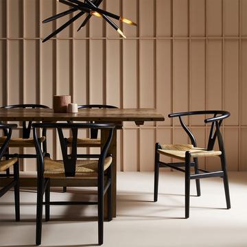 Set di 2 sedie Oslo in faggio nero e intreccio di canna