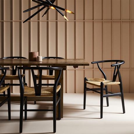 Calicosy Set von 2 Stühlen Oslo Buche Schwarz und Flechtwerk  