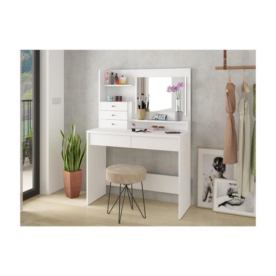 Vente-unique  Coiffeuse GIULIANA Miroir à  LEDs rangements 