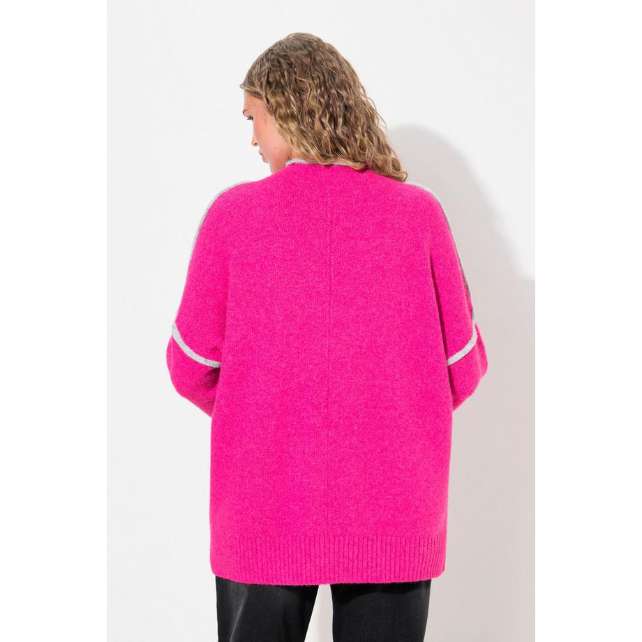 Ulla Popken Pullover Zierstreifen Oversized Stehkragen Langarm  