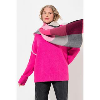 Ulla Popken  Maglione a righe dal taglio oversize con maniche lunghe e collo alto 