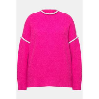 Ulla Popken  Maglione a righe dal taglio oversize con maniche lunghe e collo alto 