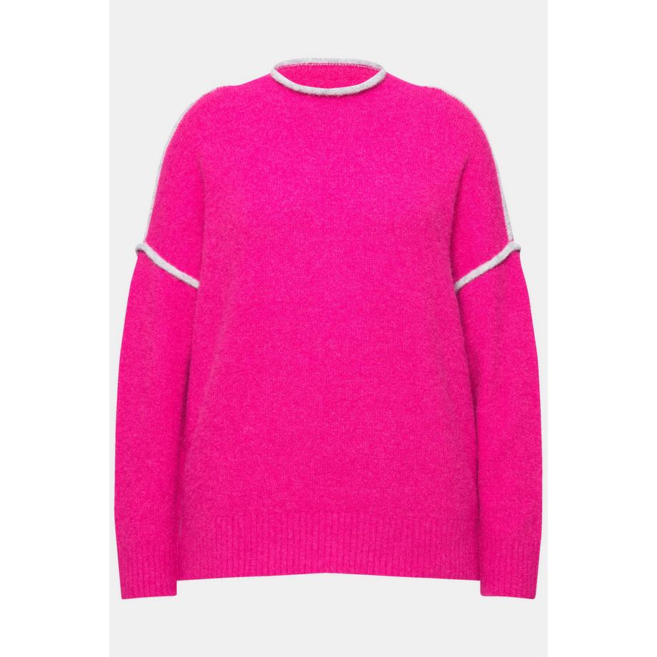 Ulla Popken Pullover Zierstreifen Oversized Stehkragen Langarm  