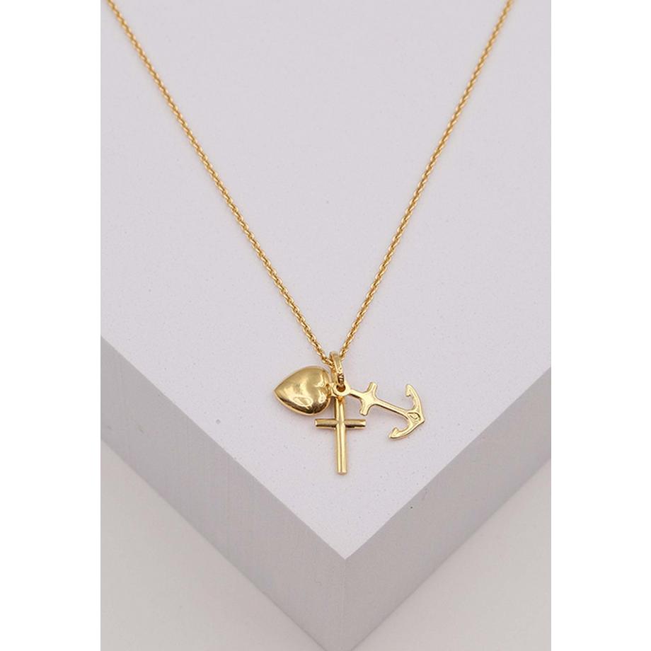 MUAU Schmuck  Pendentif foi amour espoir or jaune 750, 9x19mm 