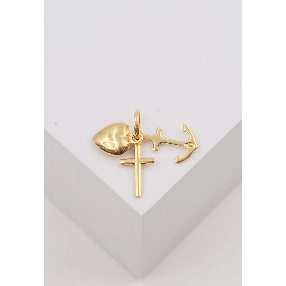 MUAU Schmuck  Pendentif foi amour espoir or jaune 750, 9x19mm 