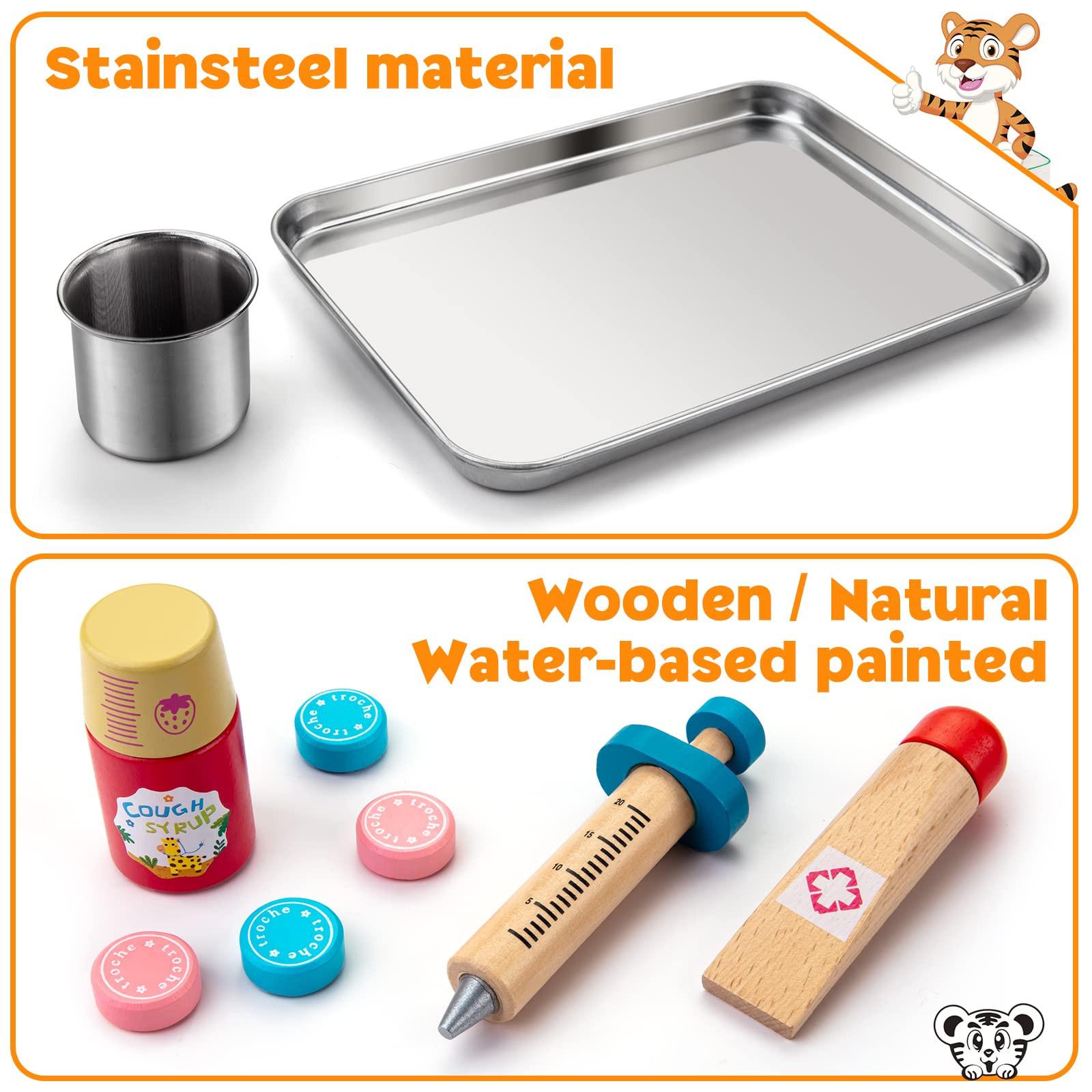 Activity-board  Arztkoffer Kinder Holzspielset mit echtem Stethoskop 