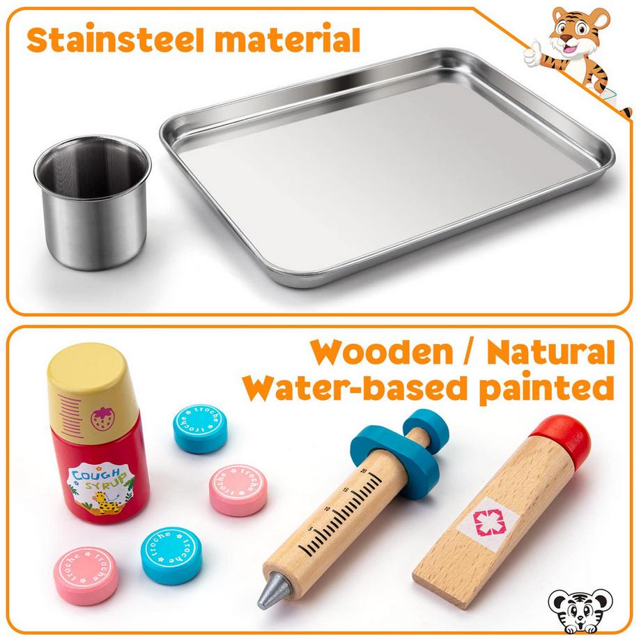 Activity-board  Arztkoffer Kinder Holzspielset mit echtem Stethoskop 