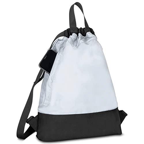 Only-bags.store Turnbeutel Schwarz Reflektierend - No 7 - Rucksack für Sport und Festival - Beutel Rucksack Klein  