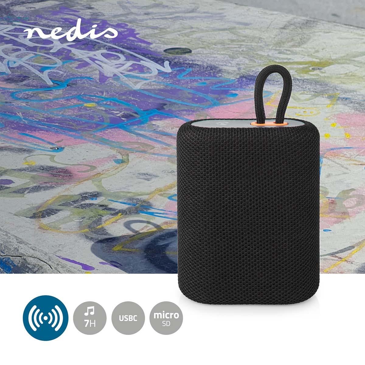 Nedis  Altoparlanti Bluetooth® | Life della batteria massima: 7 ore | Design a mano: Design | 7 W | Mono | Microfono inviso | Sincronizzazione | Nero 