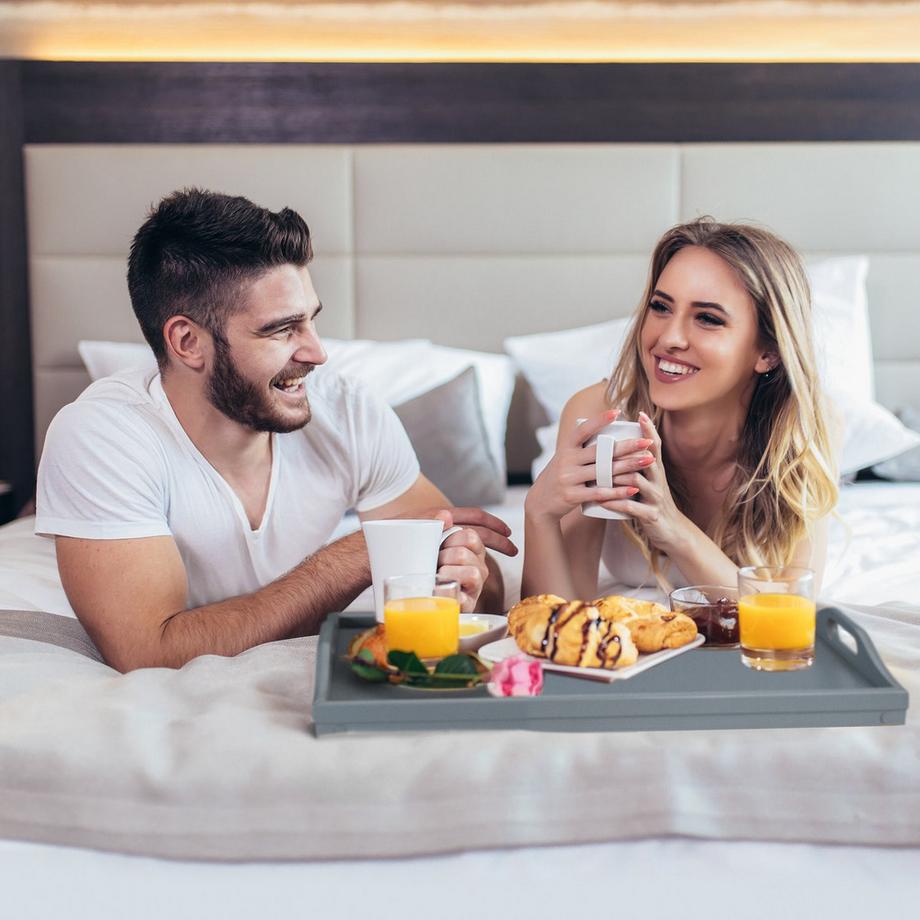 B2X  Graues Betttablett - 2er-Set 