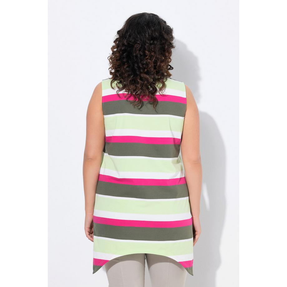 Ulla Popken Débardeur Long Rayures A-Ligne Col Rond Sans Manches  