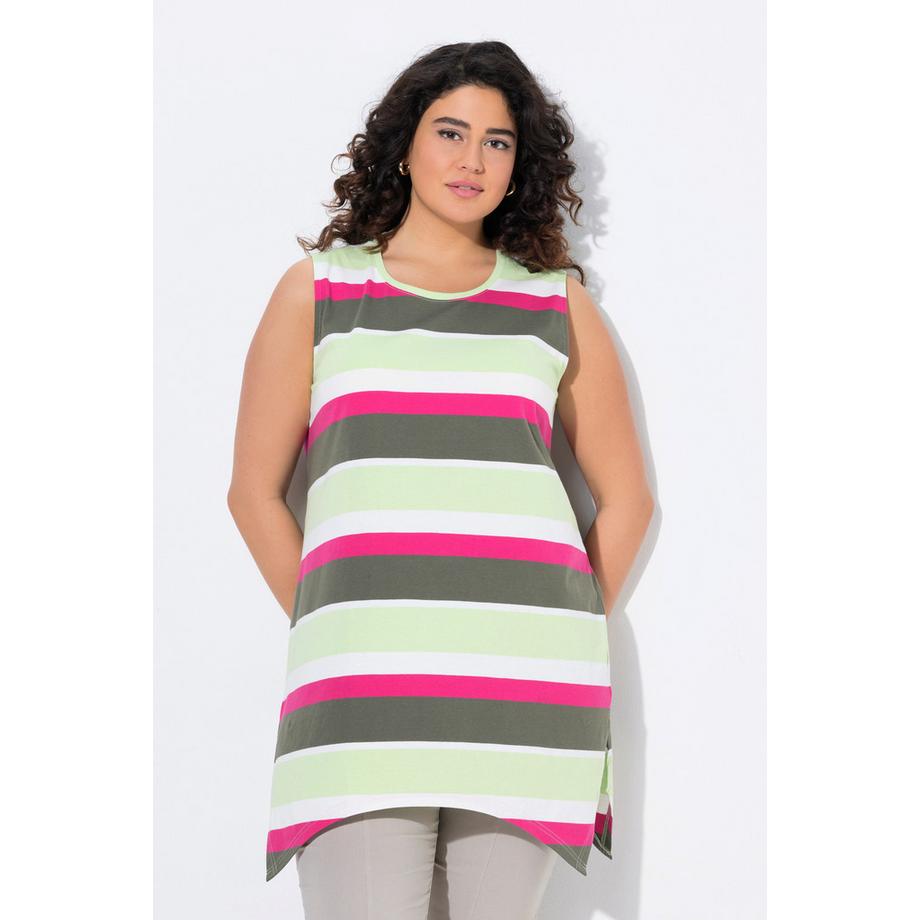 Ulla Popken Débardeur Long Rayures A-Ligne Col Rond Sans Manches  