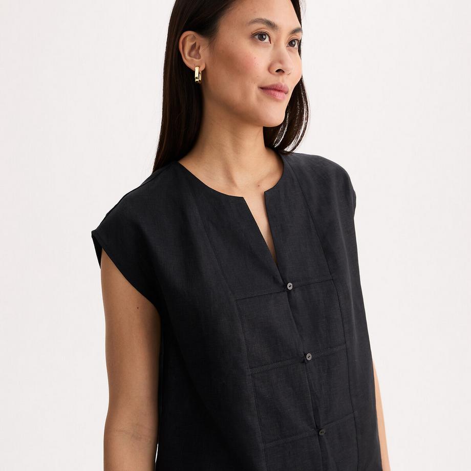 La Redoute Collections Tunica Maniche Corte Lino Collo Tunisino  