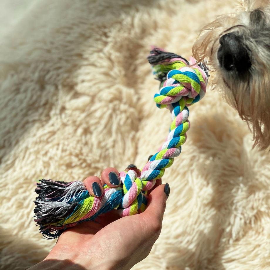 Intirilife  10x Hunde Spielzeug Kauspielzeug aus Baumwolle 