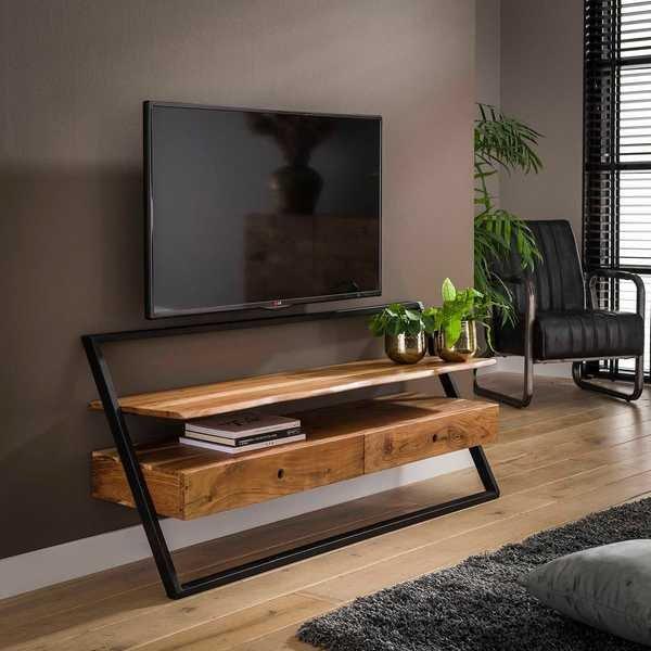 mutoni Porta tv Lean, 2 cassetti, acacia naturale  