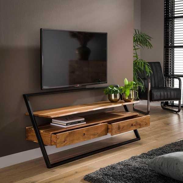 mutoni Porta tv Lean, 2 cassetti, acacia naturale  