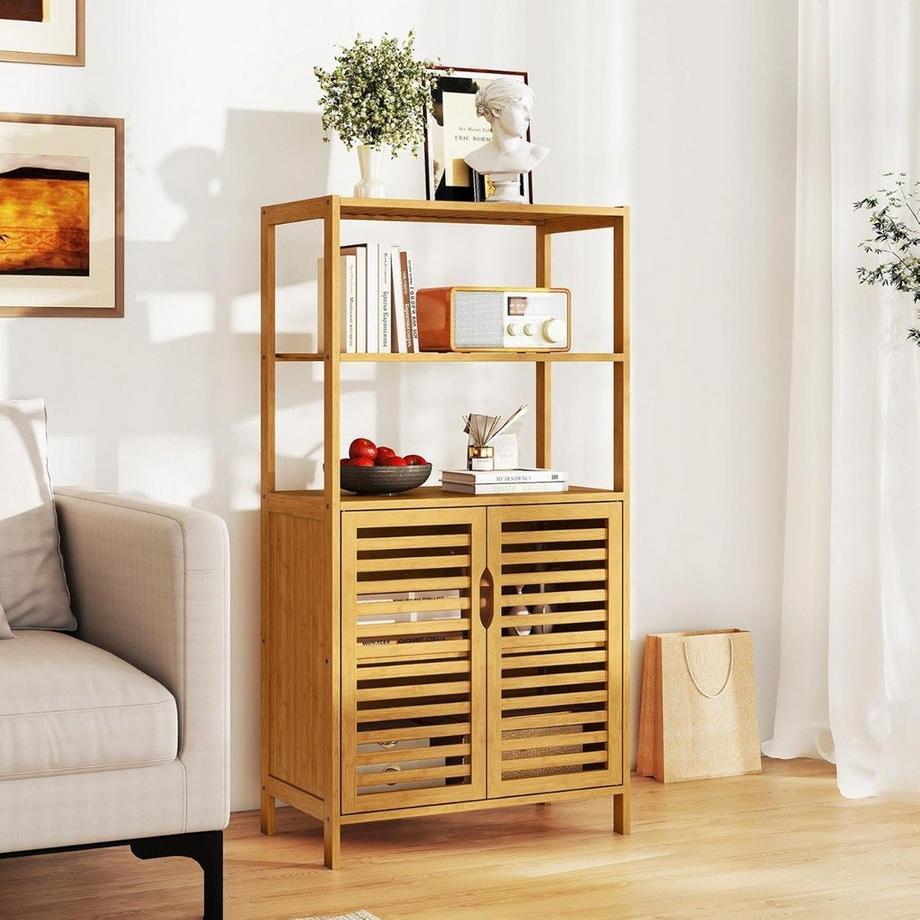 Northix Bambus-Bücherregal mit Schrank  