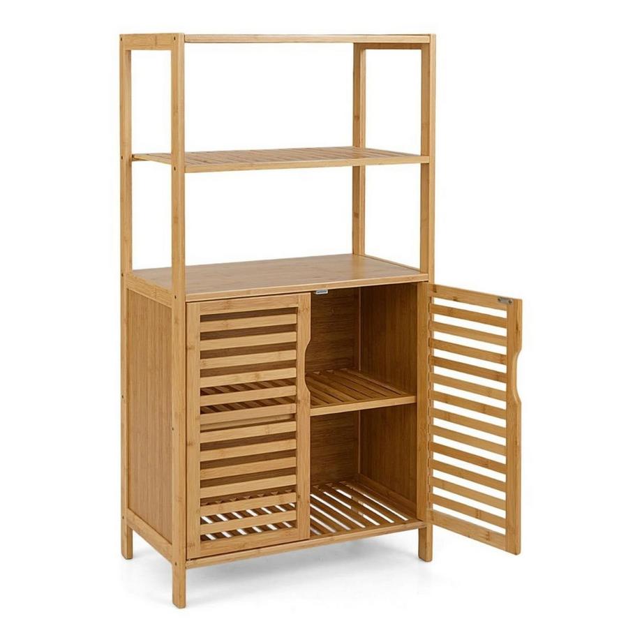 Bambus-Bücherregal mit Schrank