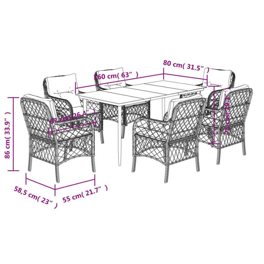 VidaXL set da pranzo da giardino Polirattan  