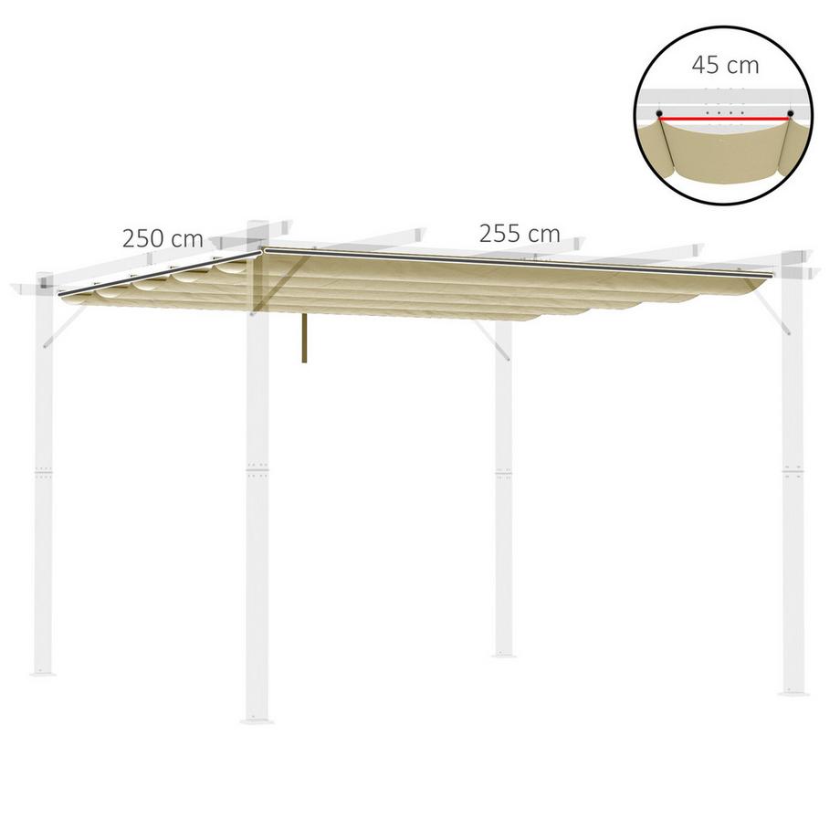 Northio Ersatzdach für 3 x 3 m Pergola, wasserdicht einziehbar Welle Überdachung mit Regenabflusslöchern, winterfest Schattenabdeckung für Garten, Terrasse, Beige  