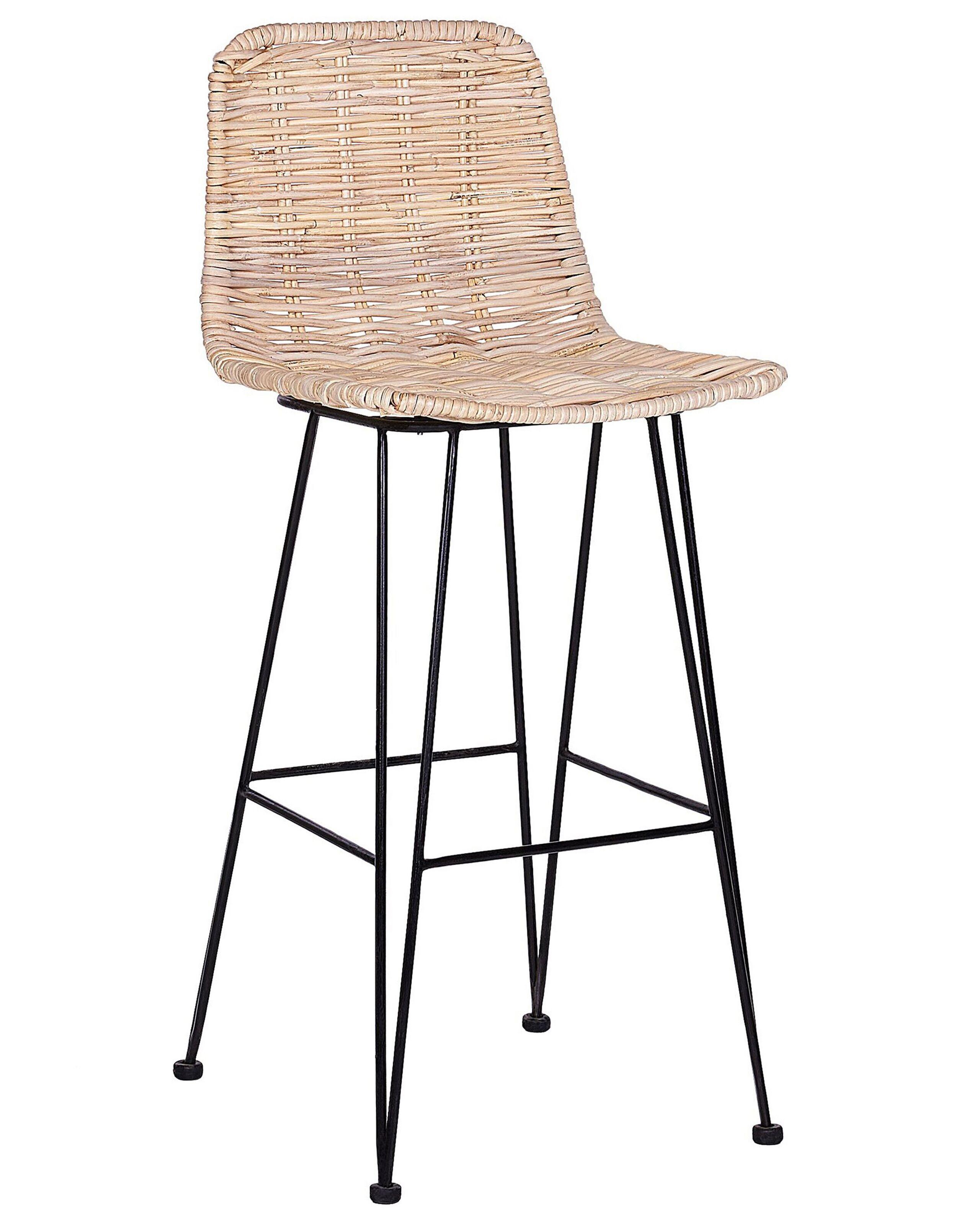 Beliani Lot de 2 chaises de bar en Rotin Boho CASSITA  