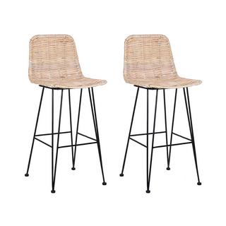 Beliani Lot de 2 chaises de bar en Rotin Boho CASSITA  