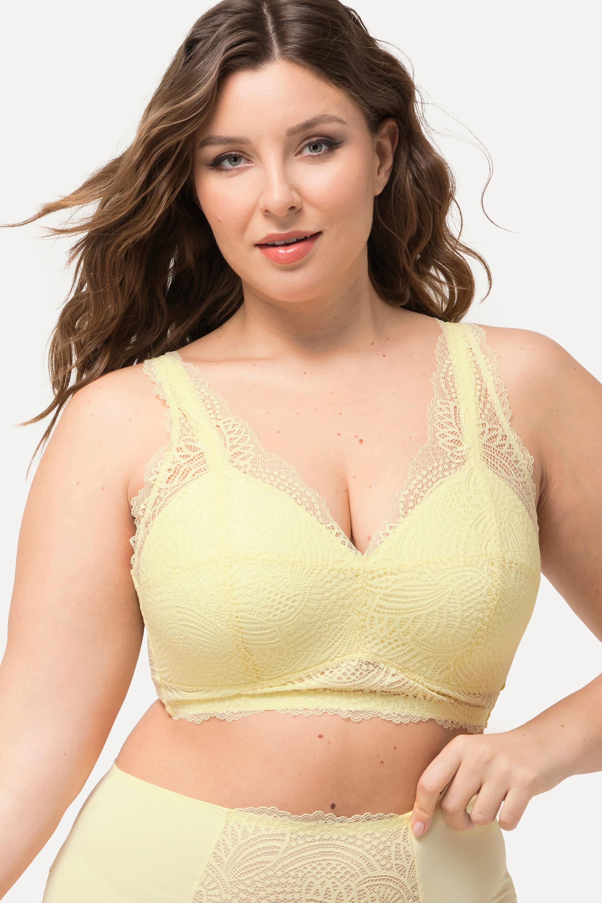 Ulla Popken  Bralette sans armatures, à bonnets souples, avec dentelle - bonnet B-F 